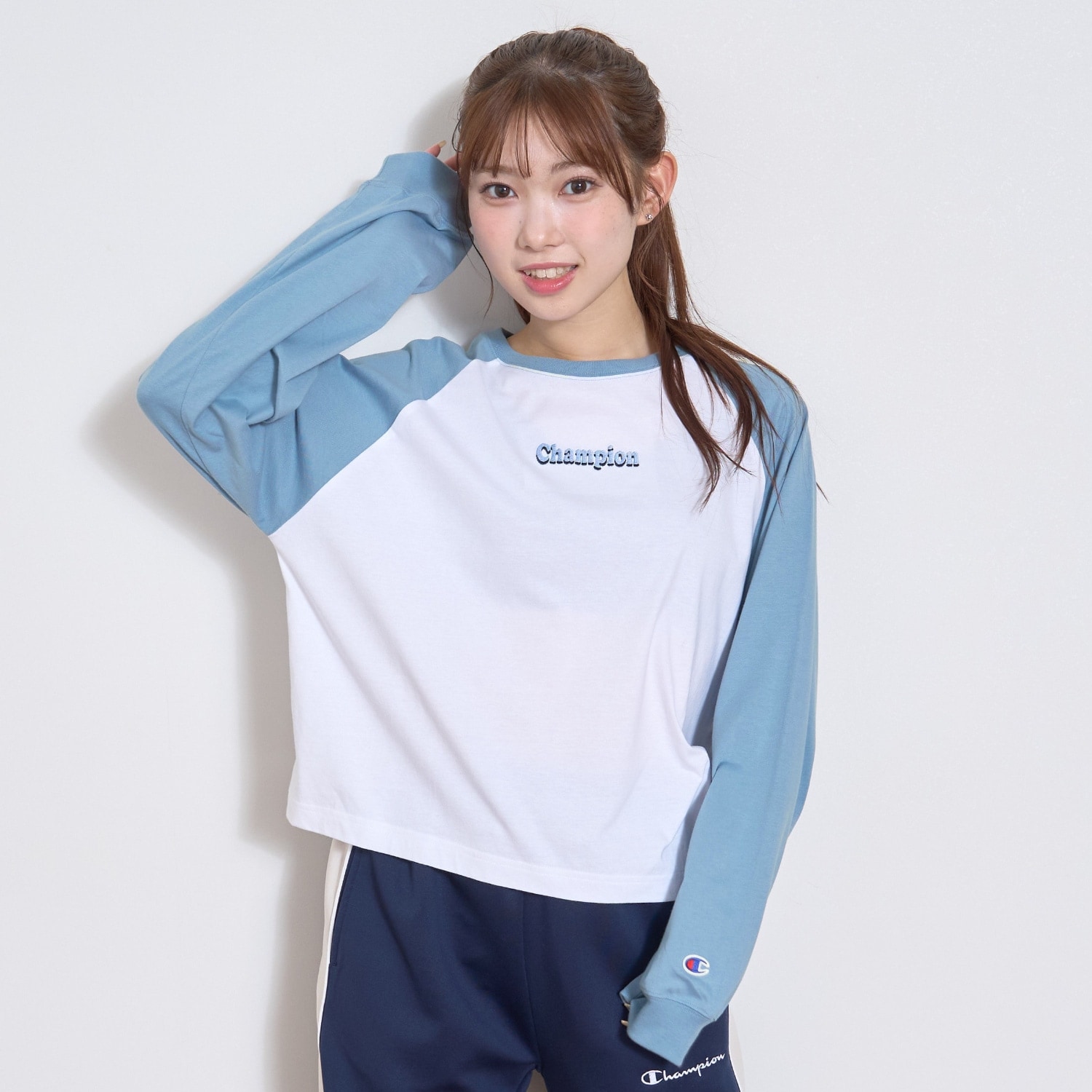 【Champion】【綿100％】ラグラン長T