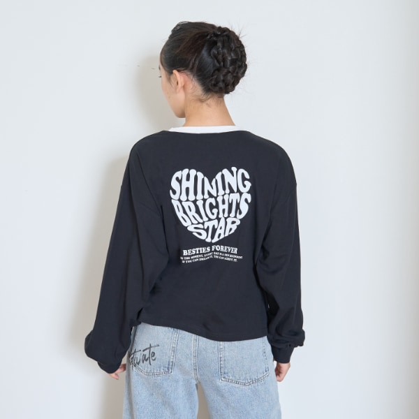 【LTXC】ハートバイカラー長袖Tシャツ