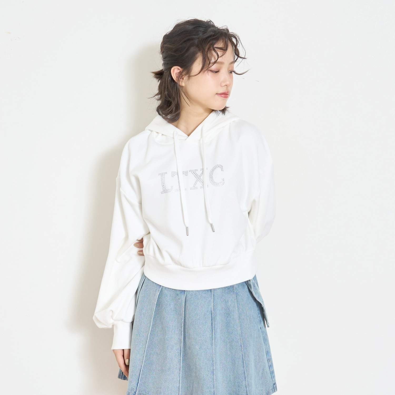 【LTXC】裏シャギークロップドパーカー