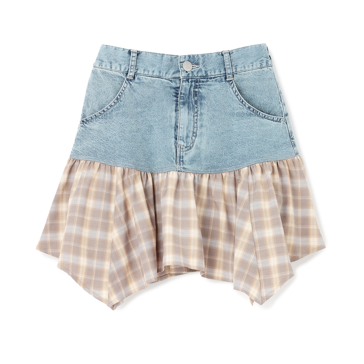 【LTXC】異素材ドッキングヘムミニスカート