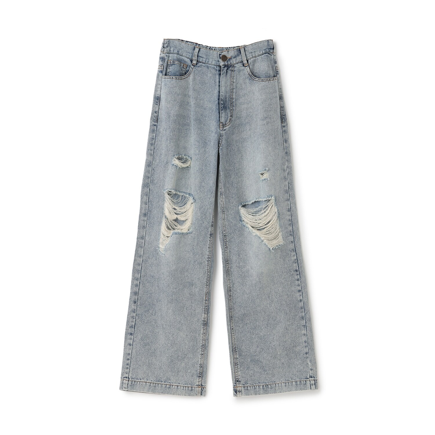 【LTXC/接触冷感】ダメージデニムワイドパンツ