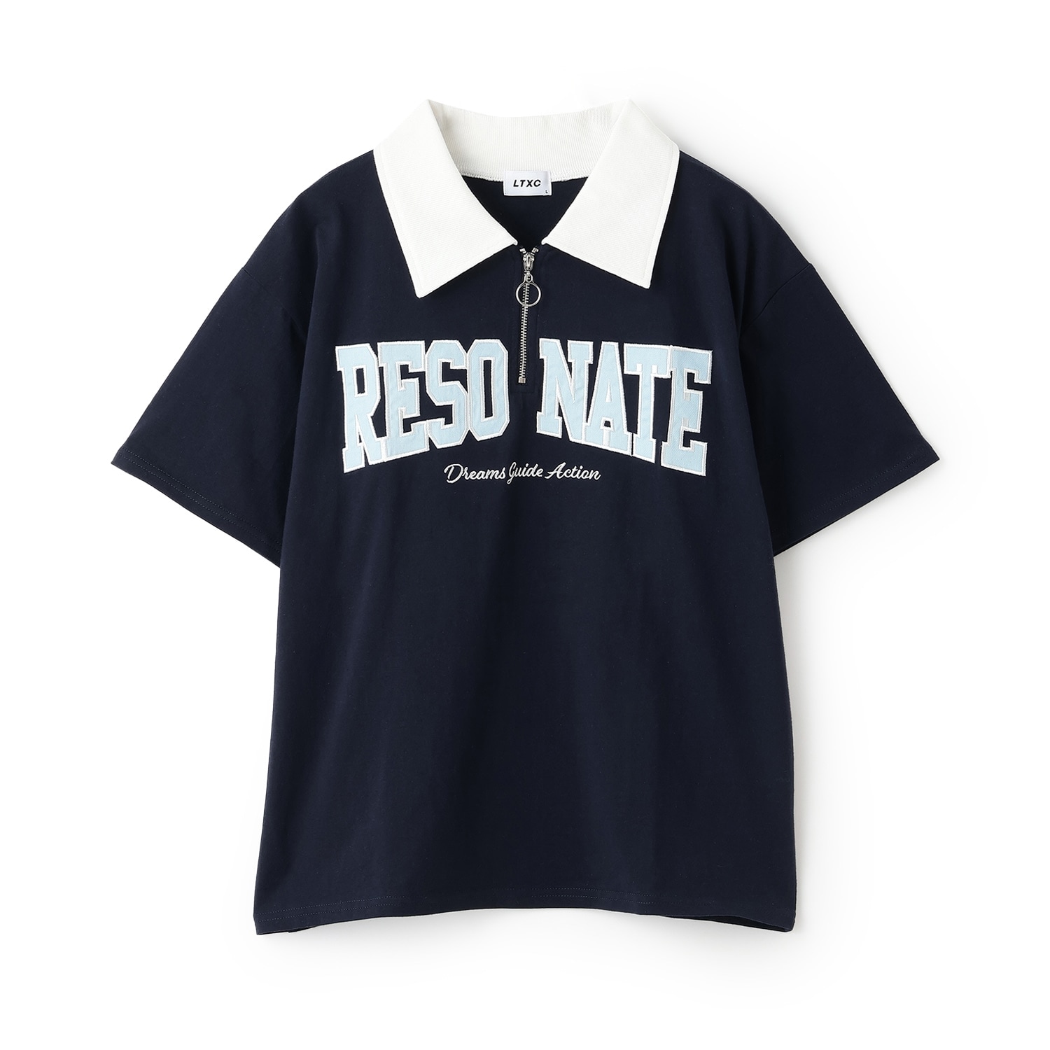 【LTXC/綿100%】ハーフジップルーズ半袖T