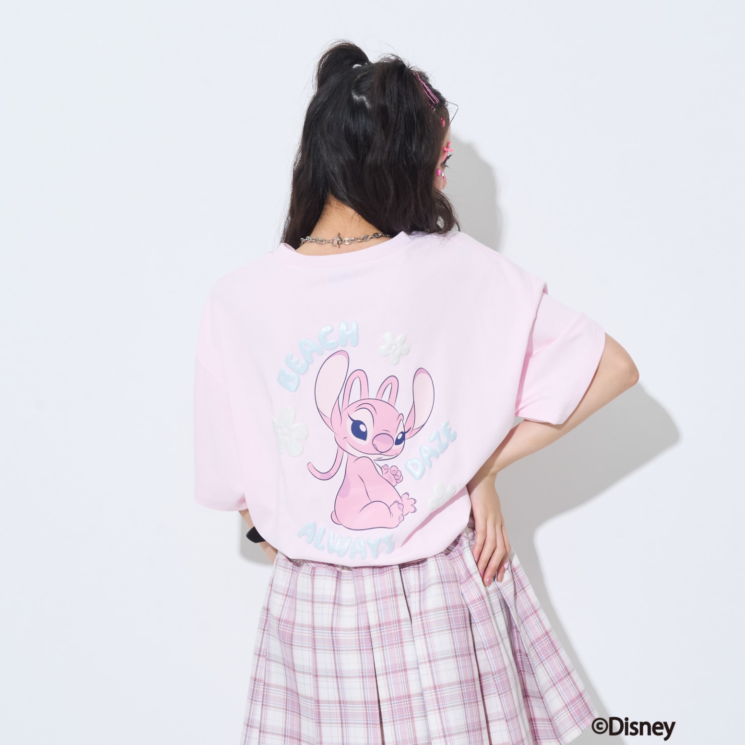【Disney】【スティッチ】/【LTXC】【マルチ機能/接触冷感・吸水速乾・UV・遮熱】バックプリントルーズ半袖Tシャツ