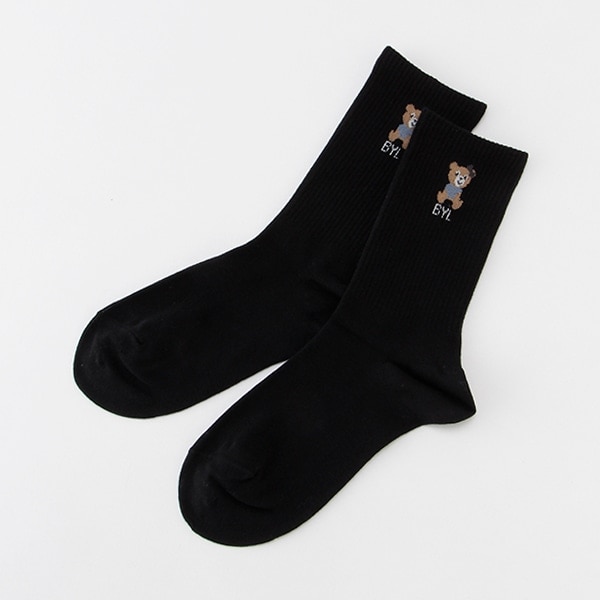 ワンポイントリブクルーソックス