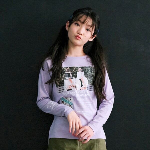 プリント長袖Tシャツ