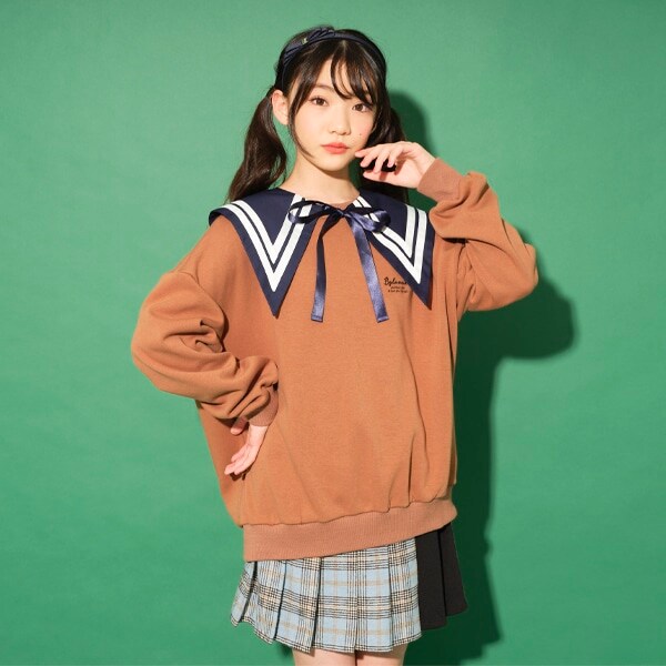 Narumiya Online ナルミヤ オンラインの公式通販サイト2wayセーラーカラープルオーバー 1cm モカ茶 ジュニア