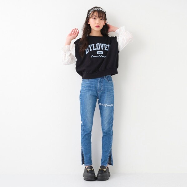 裾スリットデニム