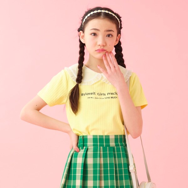 オーガンジー衿つきTシャツ