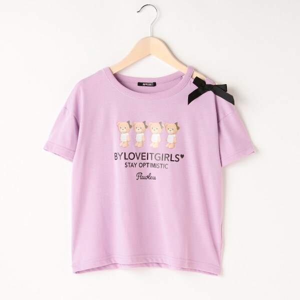 肩リボンラビ子半袖Tシャツ