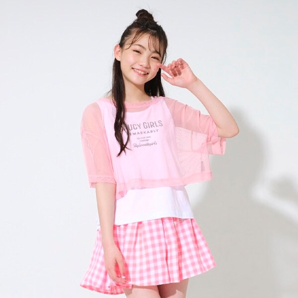 メッシュ重ね着Tシャツ(120cm ピンク): ジュニア - ナルミヤ  