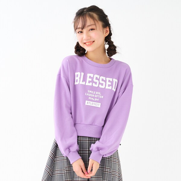 ラベンダー):　ナルミヤ　ジュニア　WEB限定】短丈トレーナー(120cm　オンライン公式サイト