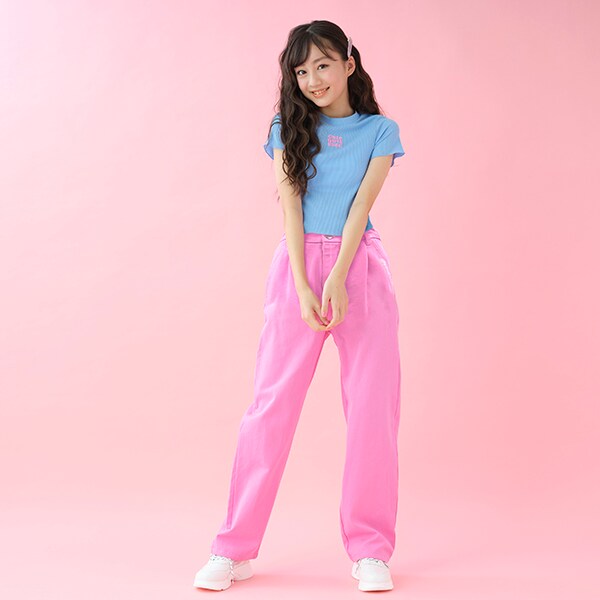 裾フリンジダメージワイドパンツ