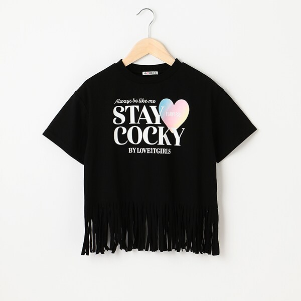 裾フリンジTシャツ