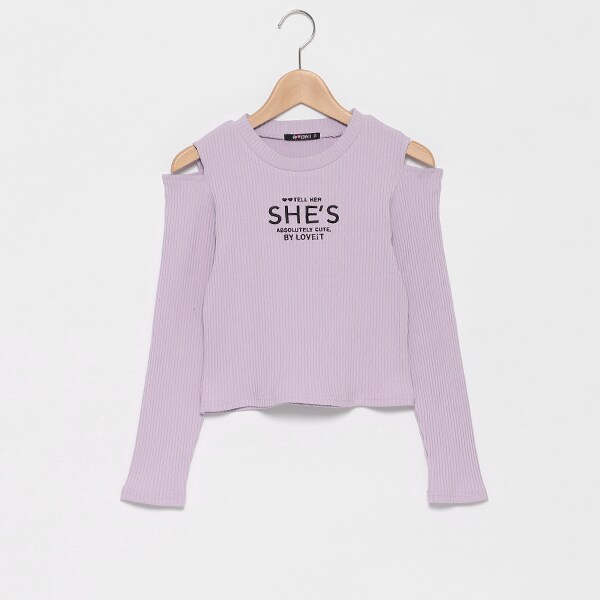 SHE'S肩スリットロングTシャツ