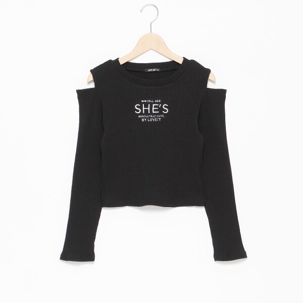 SHE'S肩スリットロングTシャツ
