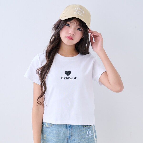 ハートTシャツ(120cm チャコール): ジュニア - ナルミヤ