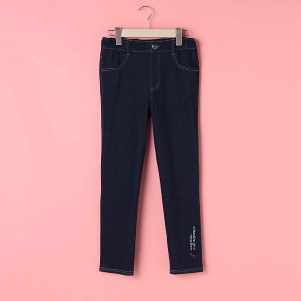 Narumiya Online ナルミヤ オンラインの公式通販サイトサイド刺しゅう入りデニムレギンスパンツ S 140 紺 ジュニア