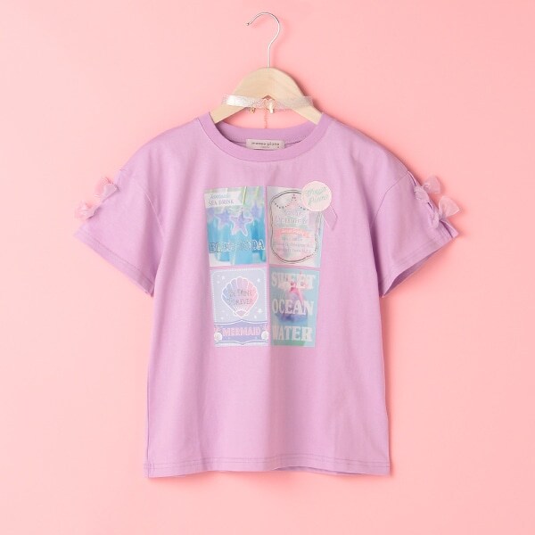 チョーカーつきシェルプリントTシャツ(S(140) オフ ホワイト