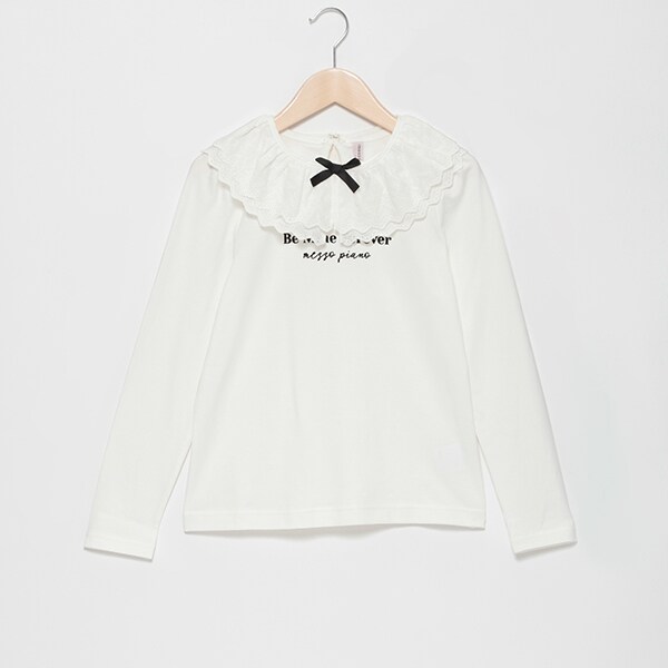 【人気商品再入荷】【直営店で取り扱い無し】レース衿長袖Tシャツ