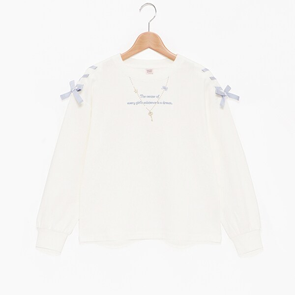 【人気商品再入荷】【直営店で取り扱い無し】肩レースアップネックレスTシャツ