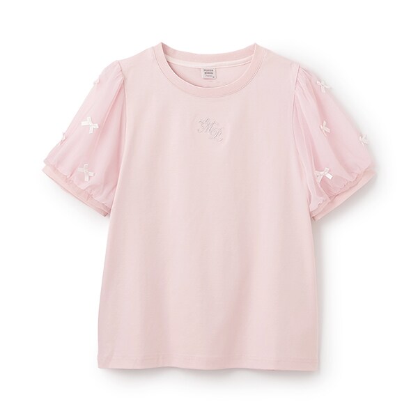 【人気商品再入荷】【直営店で取り扱い無し】チュールパフスリーブ半袖Tシャツ