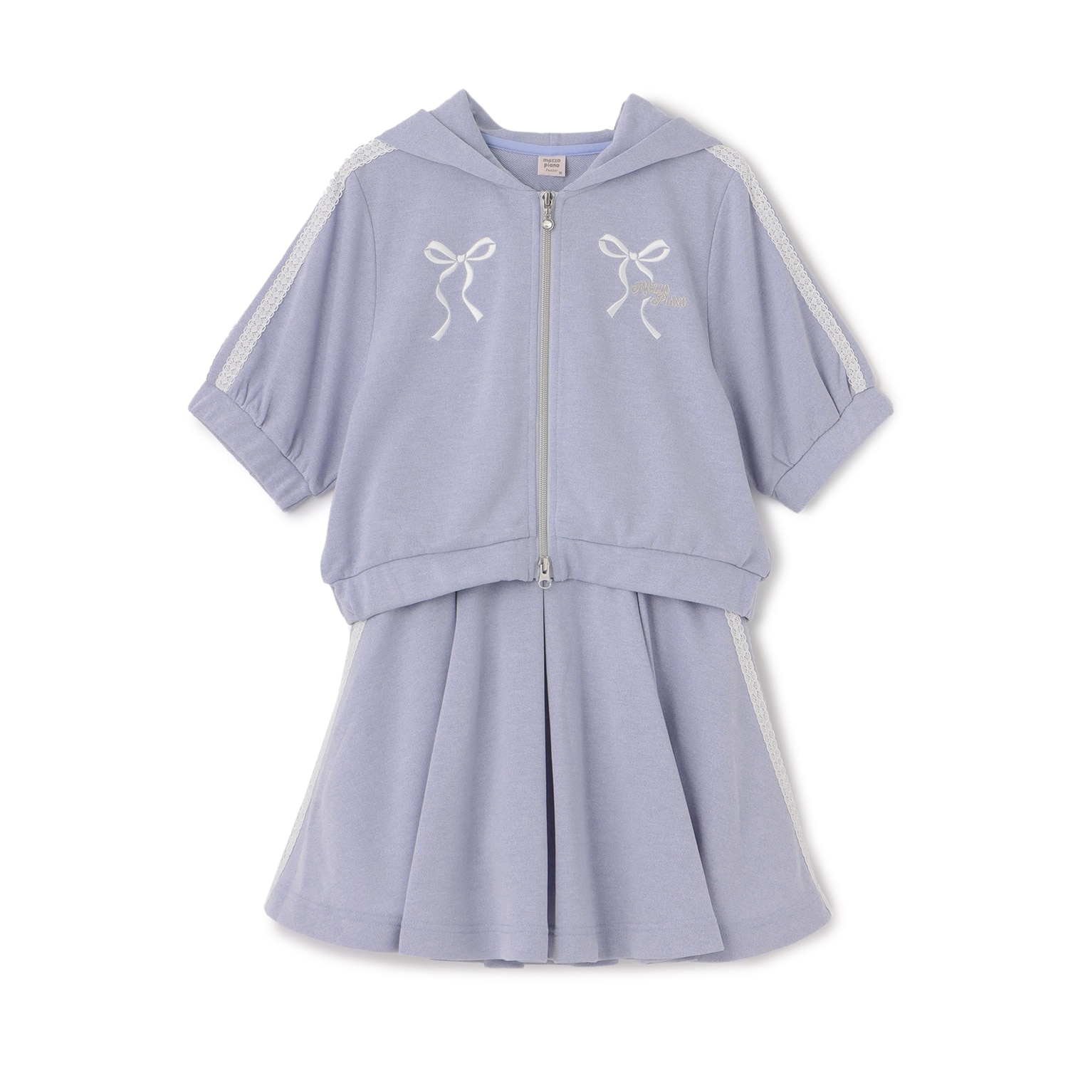 【人気商品再入荷】【直営店で取り扱い無し】ラメミニ裏毛ジップパーカ＆フレアスカパンセットアップ