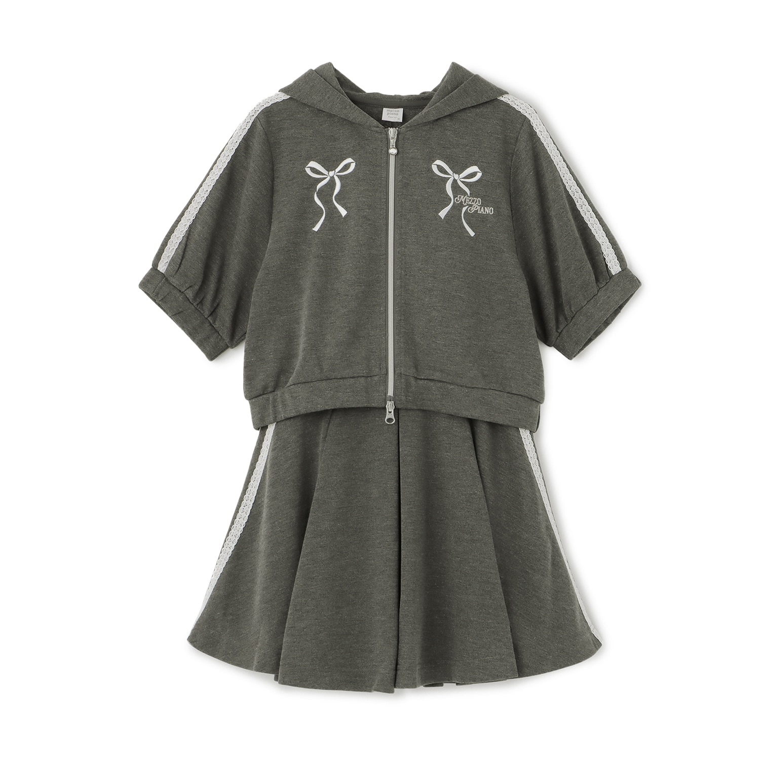 【人気商品再入荷】【直営店で取り扱い無し】ラメミニ裏毛ジップパーカ＆フレアスカパンセットアップ