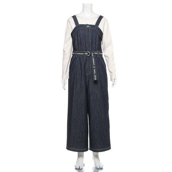 ロゴベルトつきサロペットワイドパンツ