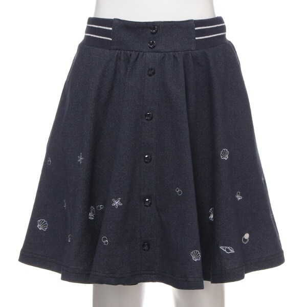 シェル刺しゅう前ボタンカットスカパン