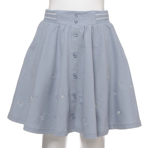 シェル刺しゅう前ボタンカットスカパン