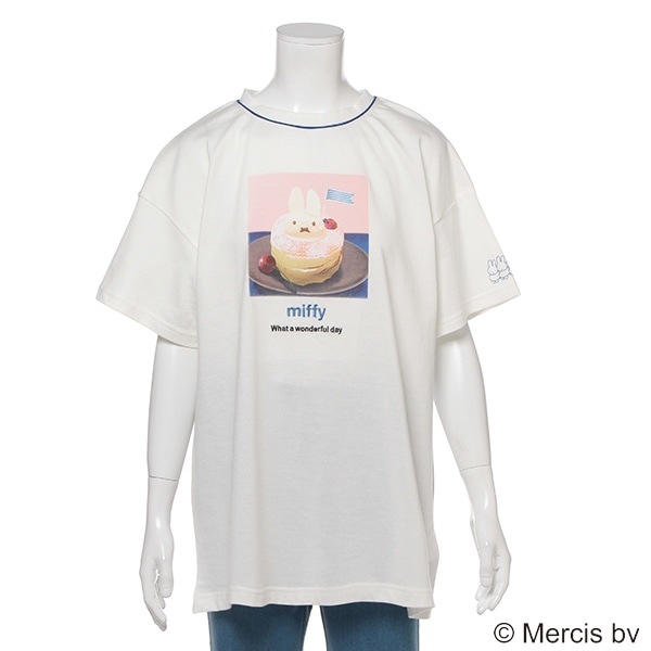Narumiya Online ナルミヤ オンラインの公式通販サイト ミッフィー パンケーキ転写プリントロング丈tシャツ S 140 オフ ホワイト ジュニア