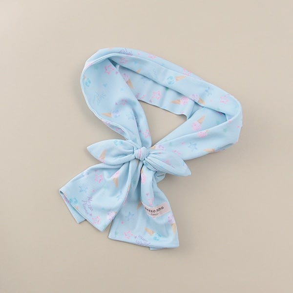 UVカット リボンシュシュつきクールマフラー