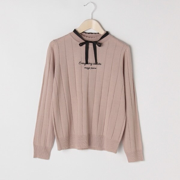 リボンつきスカラップニットプルオーバー