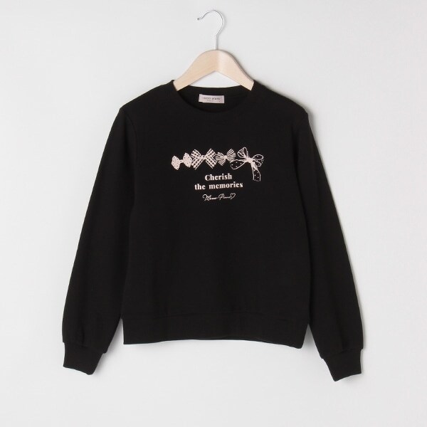 裏毛 リボンプリント入りトレーナー