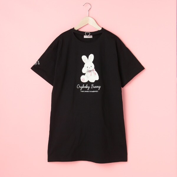 ウサギ転写プリントワンピース(S(140) ピンク): ジュニア