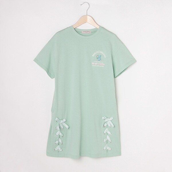 【接触冷感】レースアップTシャツワンピース