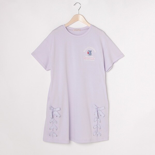 【接触冷感】レースアップTシャツワンピース