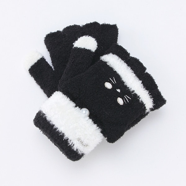 ねこパンダ・マシュマロ手袋(F オフ ホワイト): ジュニア - ナルミヤ