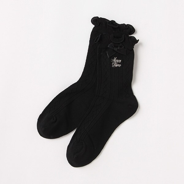 フリルリボンクルーソックス【日本製】