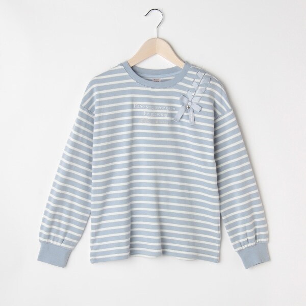 【抗菌・消臭】レースアップボーダー長袖Tシャツ