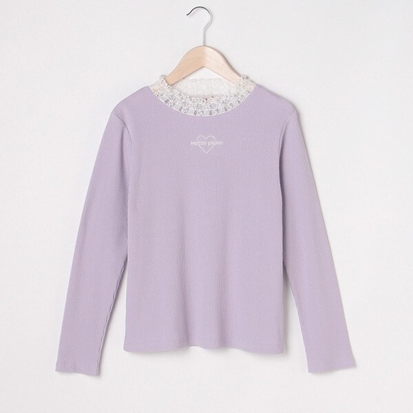 フリルネック長袖Ｔシャツ