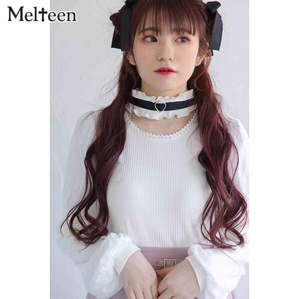 【Melteen】 シアースリーブ長袖Tシャツ
