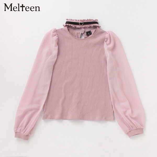 【Melteen】 シアースリーブ長袖Tシャツ