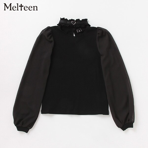 【Melteen】 シアースリーブ長袖Tシャツ