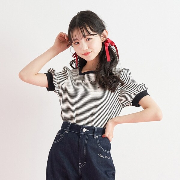 スクウェアネック5分袖Tシャツ