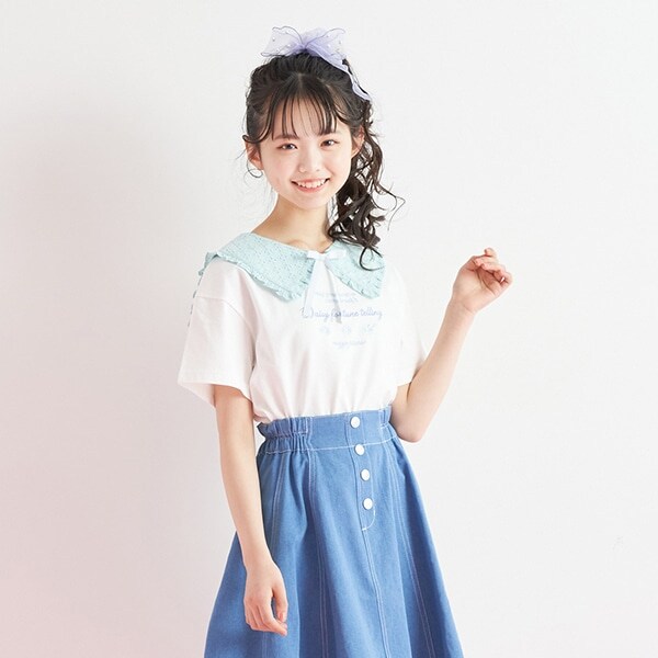 セーラーつけ衿半袖Tシャツ(S(140) オフ ホワイト): ジュニア