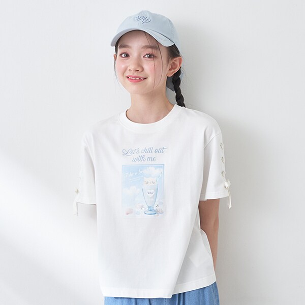 袖レースアップミルクソーダTシャツ