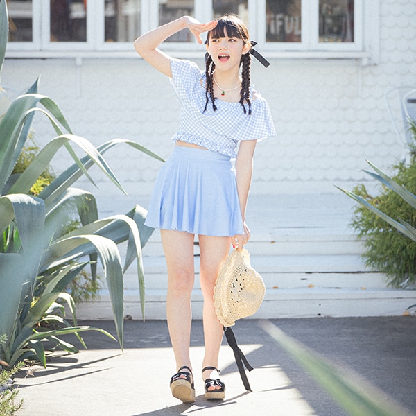メゾピアノ　【SWIM】ショルダーリボンフリル swimwear(2WAY) SWIM】ショルダーリボンフリル swimwear(2WAY)(M(150) ライト