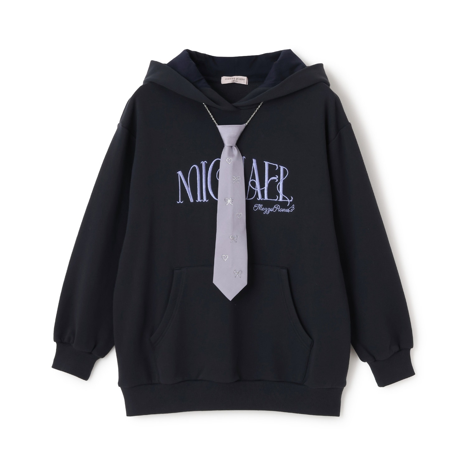 ビジューネクタイつきBIGパーカ