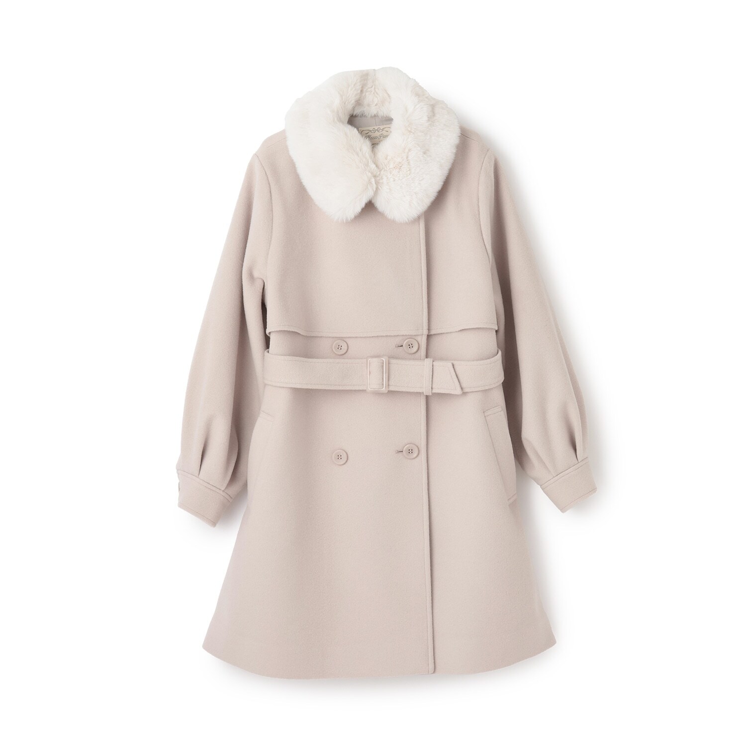 フェイクファー衿つきミドルコート